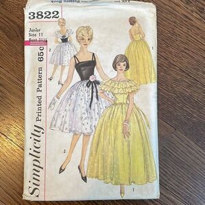 Vtg late 50s/early 60s Simplicity evening dress pattern